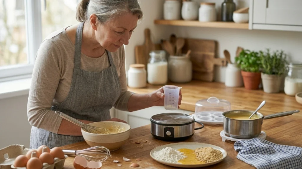 Personal egg cookery troubleshooting with baking, sauce, breading, water, tray, lid, and heating plate checks.