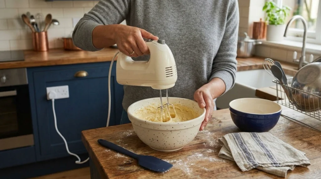 Why use a hand mixer correctly with a deep bowl, low speed, secure beaters, and safe spatula placement