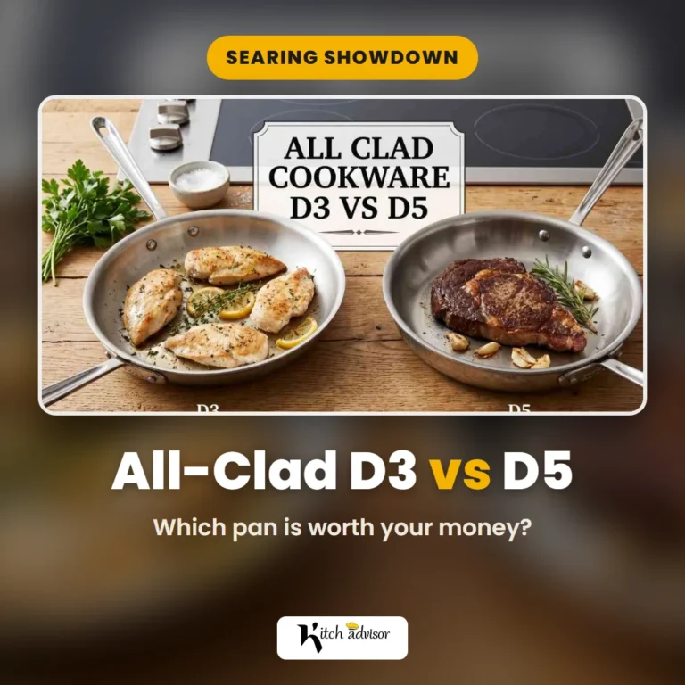 All-Clad D3 vs D5 stainless steel pans side by side