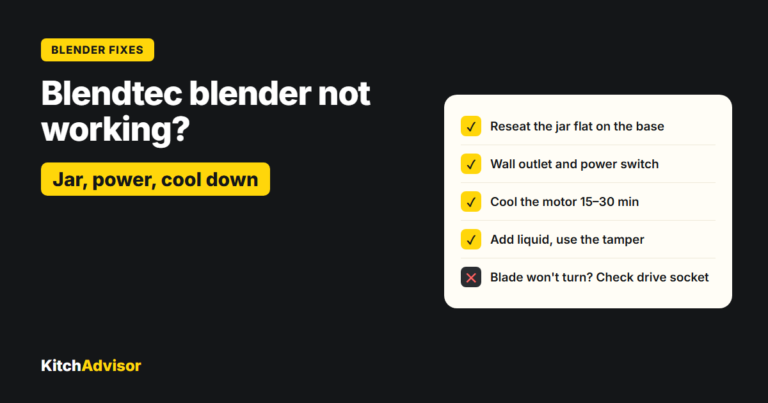 Blendtec blender not working? Reseat the jar and let the motor cool