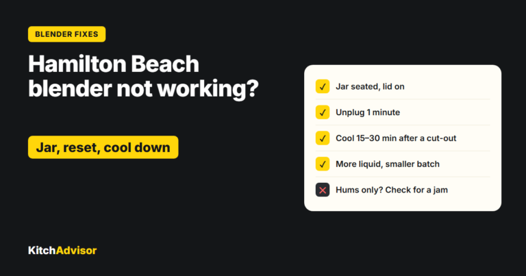 Hamilton Beach blender not working? Jar, reset, cool down