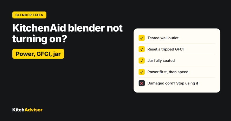 KitchenAid blender not turning on? Check power, GFCI and the jar
