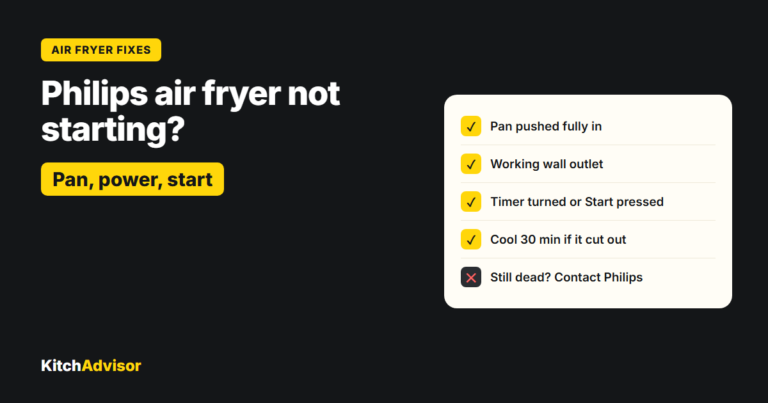 Philips air fryer not starting? Check the pan, power and start sequence