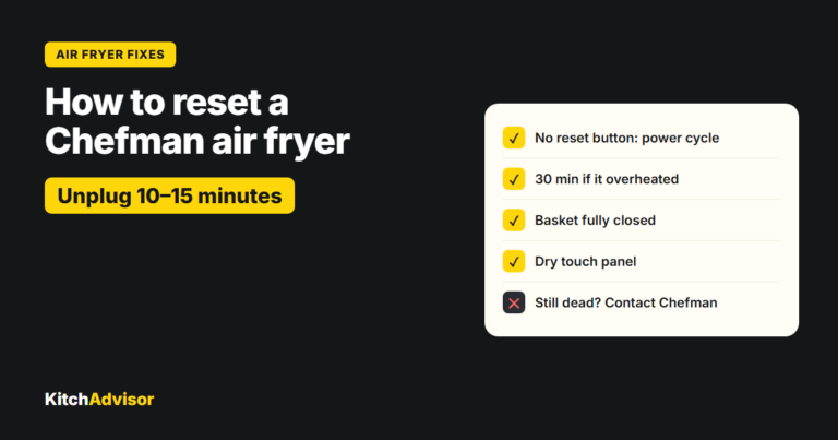 How to reset a Chefman air fryer: unplug 10 to 15 minutes