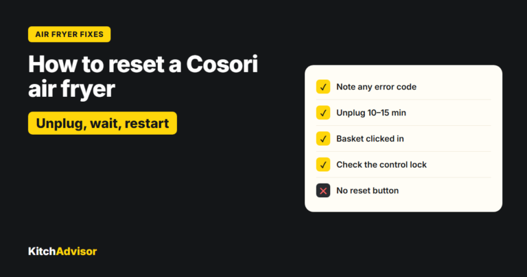 How to reset a Cosori air fryer: unplug, wait, restart